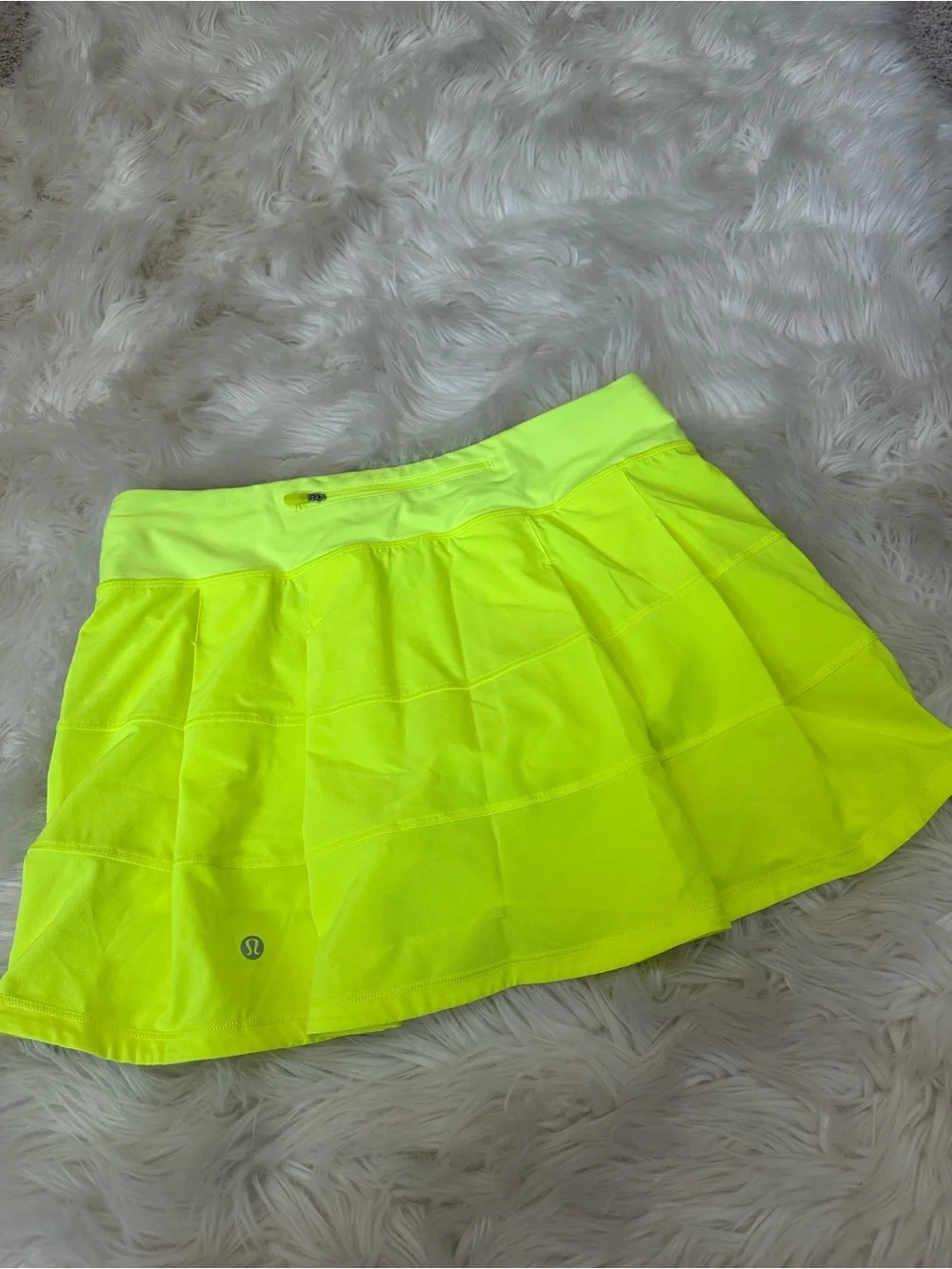 lululemon athletica Neon Yellow court rival Skirt with built in shorts
